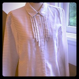 J McLaughlin cream & gold tuxedo blouse